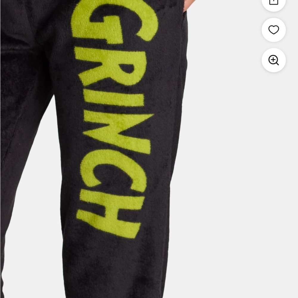 Dr. Seuss Black and Green Grinch Pants fuzzy cozy pajama pants casual bottoms XS - Picture 4 of 6